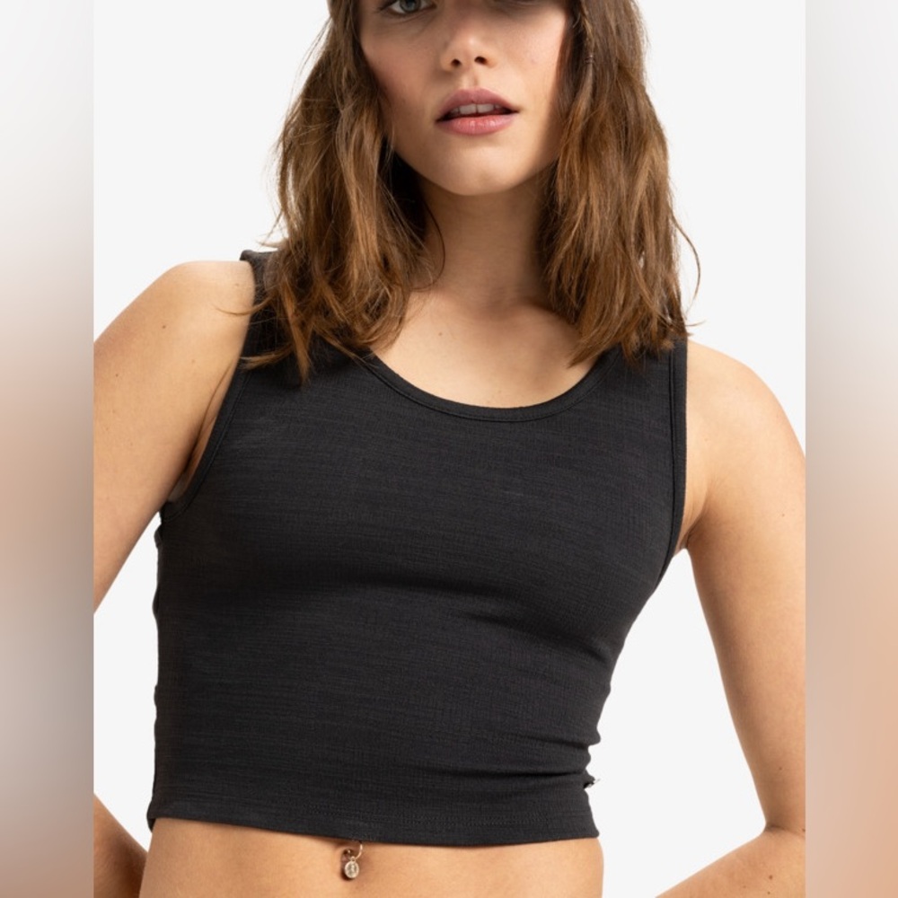 Roxy Good Keepsake Crop Top Wrap Tank Top Black NWOT